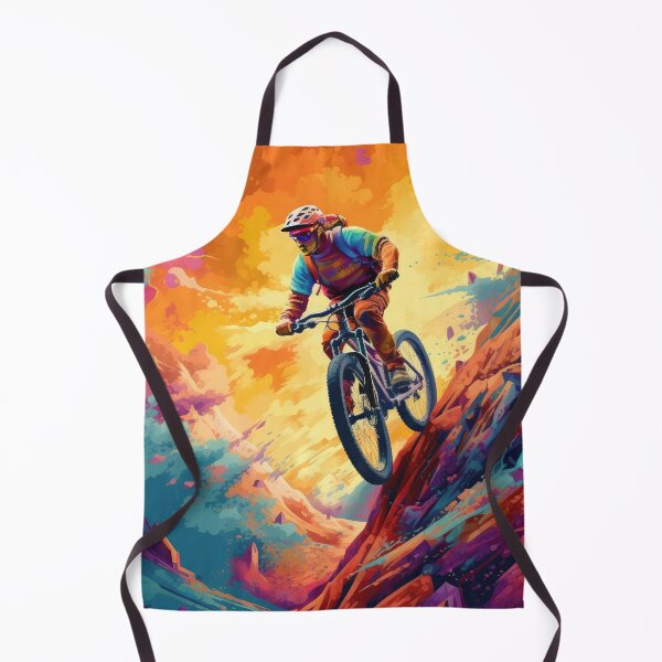 Item preview, Colorful cool mountain biker in the sunset designed and sold by WallGemsArt.