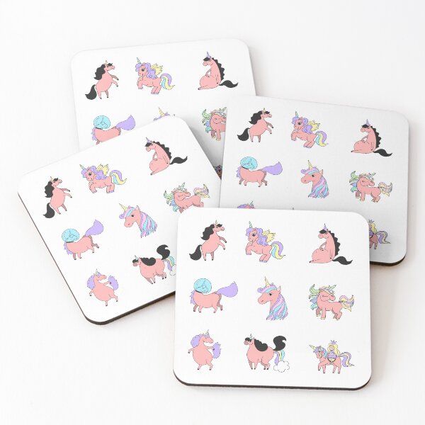 Item preview, beautiful pink unicorns in different positions designed and sold by huape.