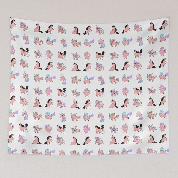 Item preview, beautiful pink unicorns in different positions designed and sold by huape.
