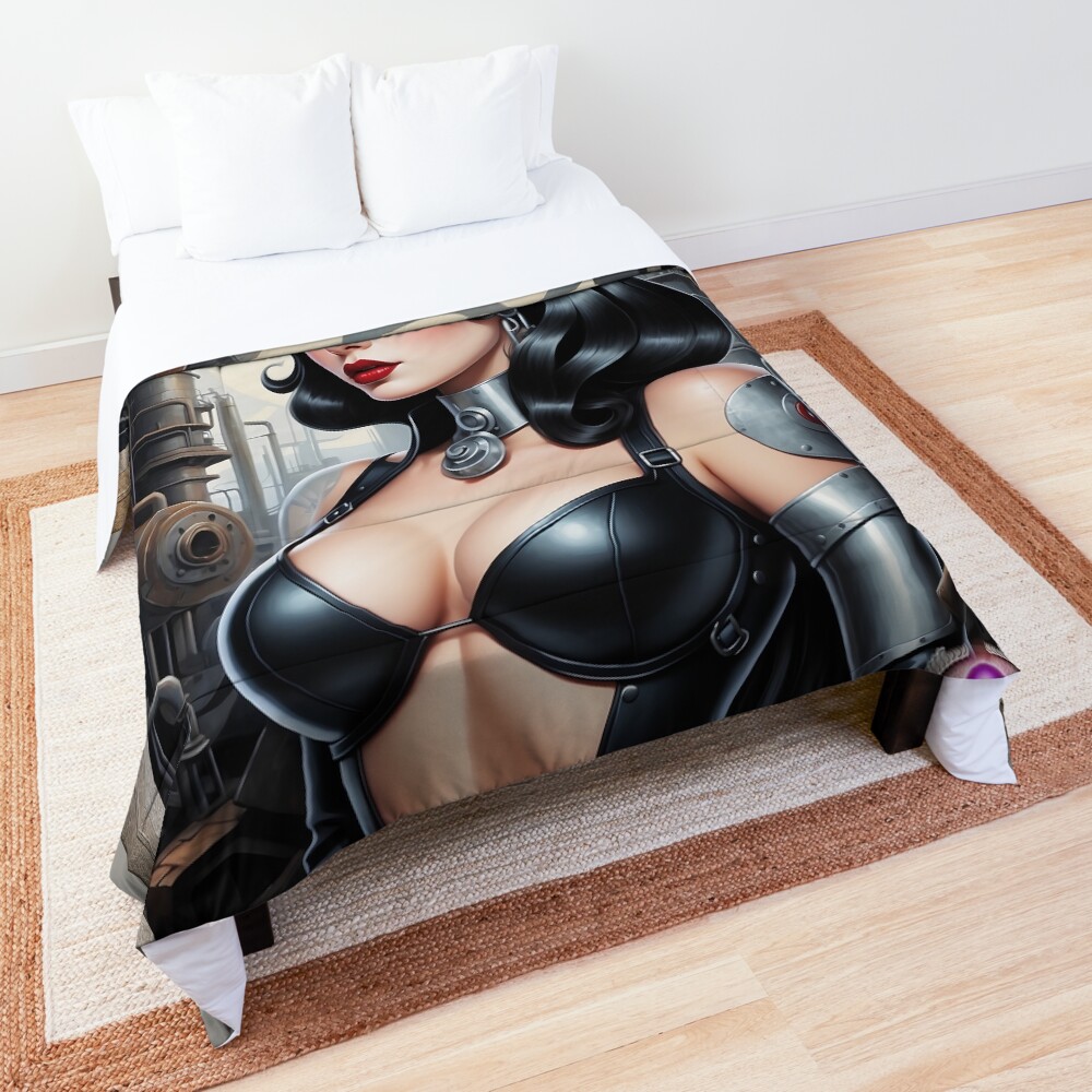 Do You Like My Shop Gothic Girl Portrait Art AI Concept Art מאת Xzendor7 - יופי מרהיב 4 Do You Like My Shop Enchanting Gothic Girl Portrait AI Concept Art by Xzendor7 Decorative Comforter Art Print