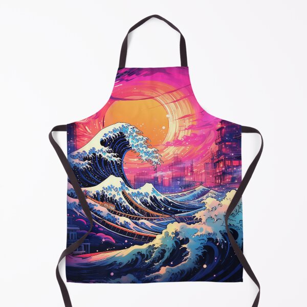Item preview, The Great Wave Off Kanagawa Cyberpunk neon style sun designed and sold by zand-n-zive.