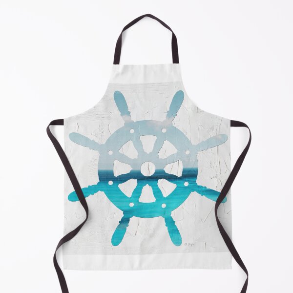 Item preview, Soft Blue Sea Boat Steering Wheel Beachy Beach Art designed and sold by Sharon Cummings Art.