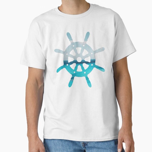 Item preview, Soft Blue Sea Boat Steering Wheel Beachy Beach Art designed and sold by Sharon Cummings Art.