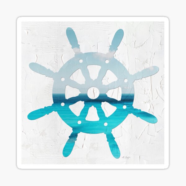 Item preview, Soft Blue Sea Boat Steering Wheel Beachy Beach Art designed and sold by Sharon Cummings Art.