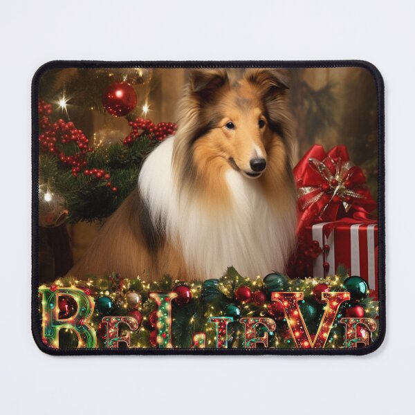 Item preview, Merry Woofmas: Christmas Rough Collie designed and sold by Fantasy Masterpiece.