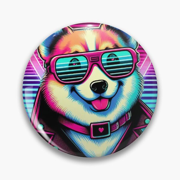 Item preview, Synthwave Corgi designed and sold by BeneathBrkenSky.
