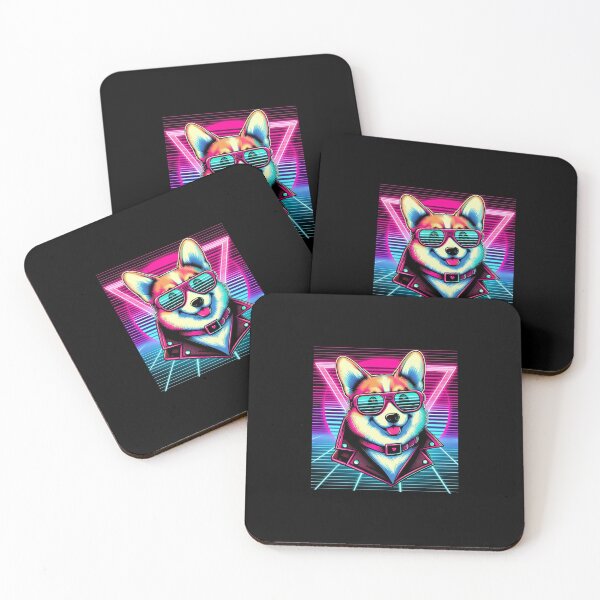 Item preview, Synthwave Corgi designed and sold by BeneathBrkenSky.
