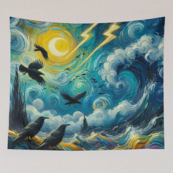 Item preview, Ravens on a Starry Night - Spooky Starry Night designed and sold by Star-Fragment.