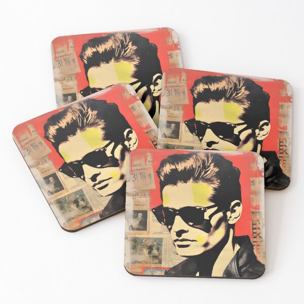 Item preview, Retro Rebel on a Collage of Cool | black, beige, red, yellow | 1950s Americana designed and sold by JackrabbitPub.