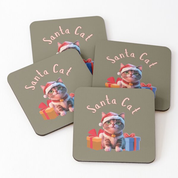 Item preview, Christmas T-shirt with Cat- Santa Cat in Santa hat with gifts designed and sold by Gadget80.