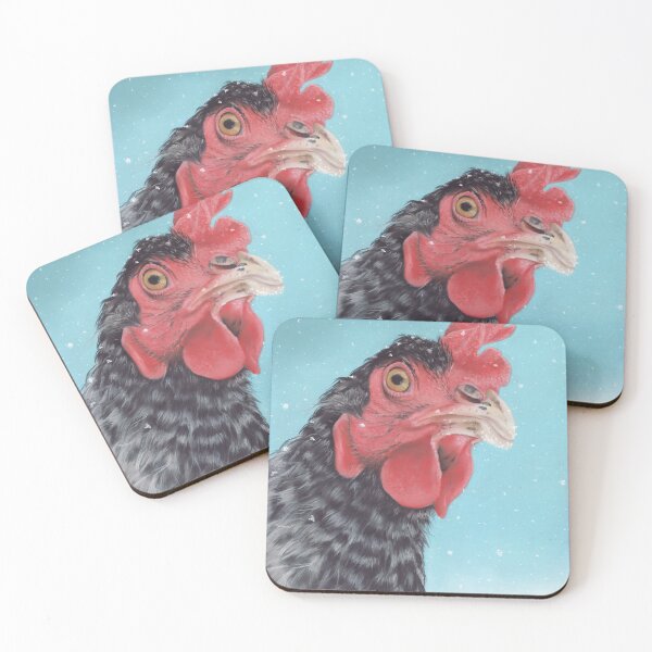 Item preview, Dramatic Winter Chicken on Blue designed and sold by MastertonArt.