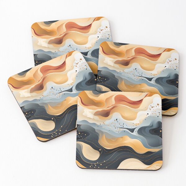 Item preview, Аrtistic abstract waves in gold and black designed and sold by Artdroid.