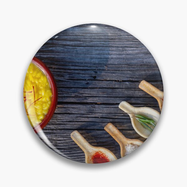 Item preview, Rustic Bowl with Risotto alla Milanese with Saffron and Parmesan Cheese and Spoon with Spices designed and sold by Mats Silvan.