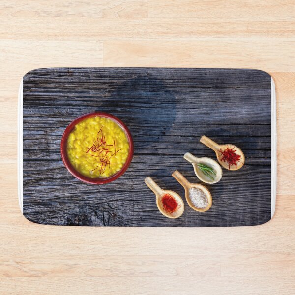 Item preview, Rustic Bowl with Risotto alla Milanese with Saffron and Parmesan Cheese and Spoon with Spices designed and sold by Mats Silvan.