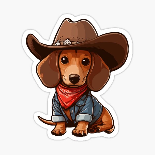 Item preview, Little Sheriff Dachshund in Denim and Bandana designed and sold by BarkandStick.