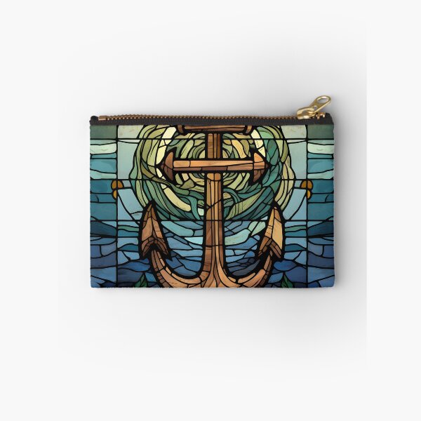 Item preview, Anchor and cross stained glass art print designed and sold by dcrc.