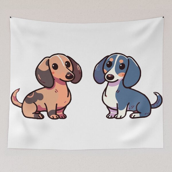 Item preview, Patchwork Pals: Piebald Dachshund Duo designed and sold by BarkandStick.