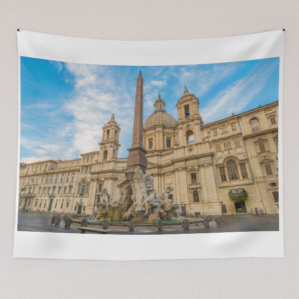 Item preview, City Square Navona with Obelisk and Fountain and Church in a Sunny Day in Rome designed and sold by Mats Silvan.
