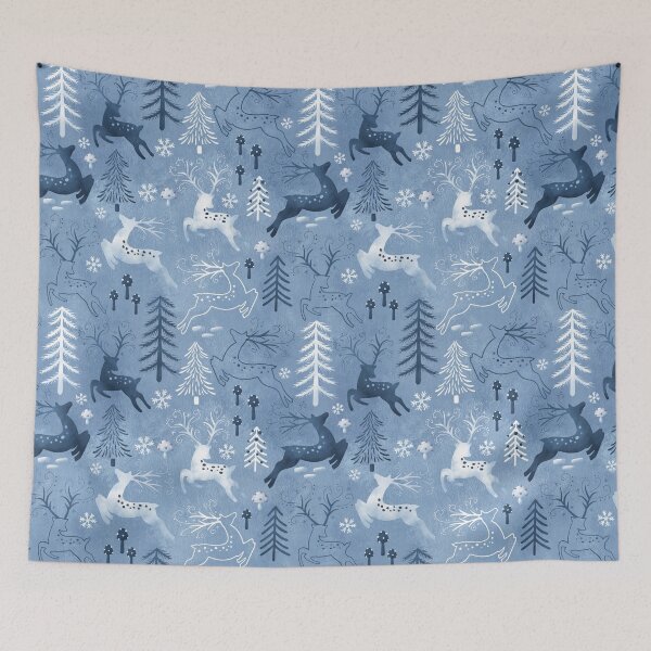 Item preview, Blue Christmas Deer Seamless Pattern designed and sold by Acim0.
