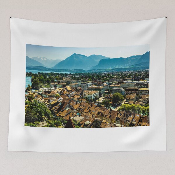 Item preview, Aerial View over City of Thun and Lake with Mountain designed and sold by Mats Silvan.