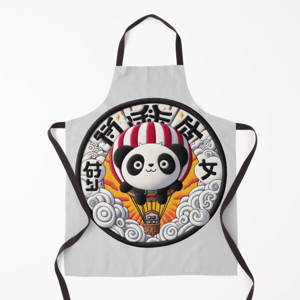 Item preview, Manga Panda Bear in Hot Air Balloon | Kawaii Embroidery & Felt Illustration designed and sold by GALUMARKET.