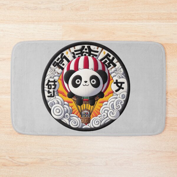 Item preview, Manga Panda Bear in Hot Air Balloon | Kawaii Embroidery & Felt Illustration designed and sold by GALUMARKET.