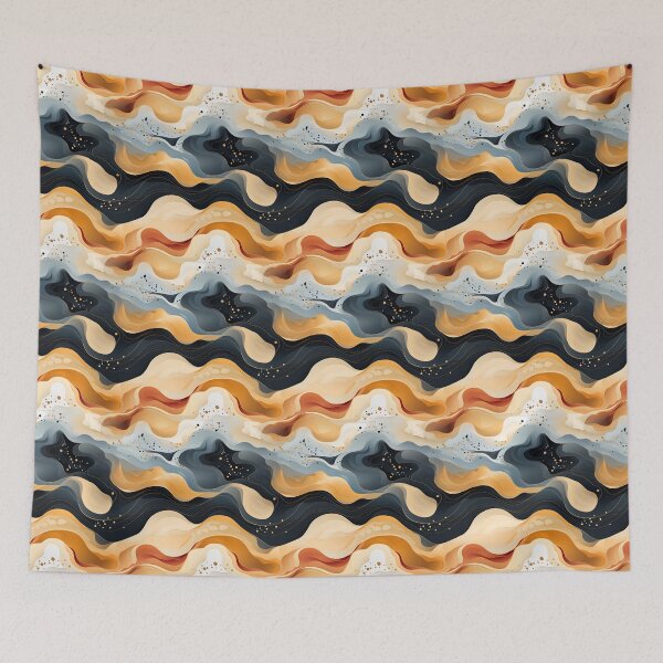 Item preview, Аrtistic abstract waves in gold and black designed and sold by Artdroid.