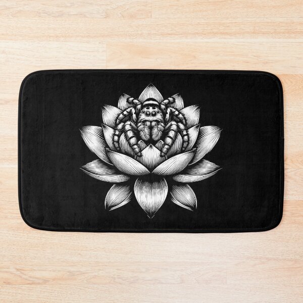Item preview, Jumping spider in lotus tattoo art designed and sold by TomFrontierArt.
