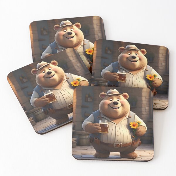 Item preview, Romantic bear drinking beer designed and sold by Martemic.