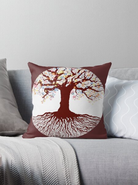 Tree of life flower (brown version) Throw Pillow