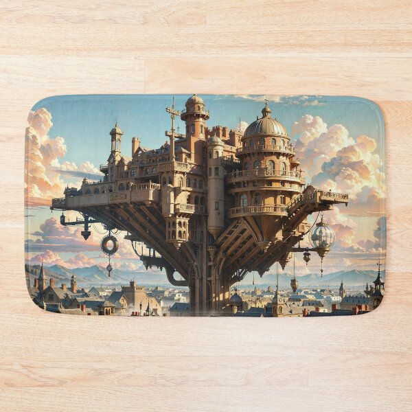 Item preview,  Steampunk Cityscape Reverie Jigsaw Puzzles - Retro-Futuristic Marvels on Redbubble designed and sold by PuzzleBoxDesign.