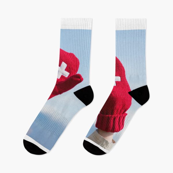 Item preview, Gloves with Swiss Flag Against Sky and Mountain designed and sold by Mats Silvan.