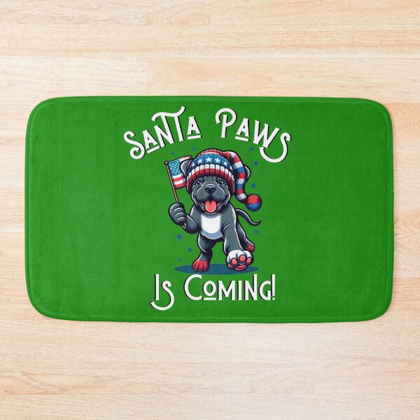 Item preview, Santa Paws is Coming! | Cartoon Style Cane Corso Puppy with Santa Hat and USA Flag designed and sold by TheMostLikely.