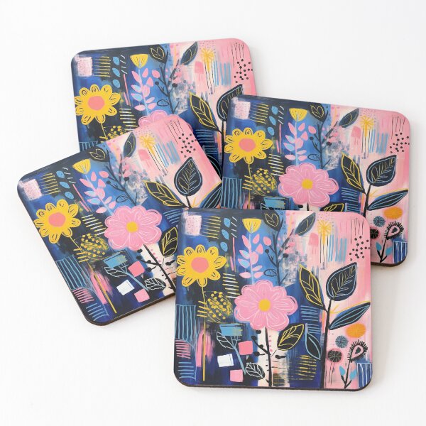 Item preview, Colorful Pink and Blue Floral Abstract  designed and sold by Neika Shimm Designs.