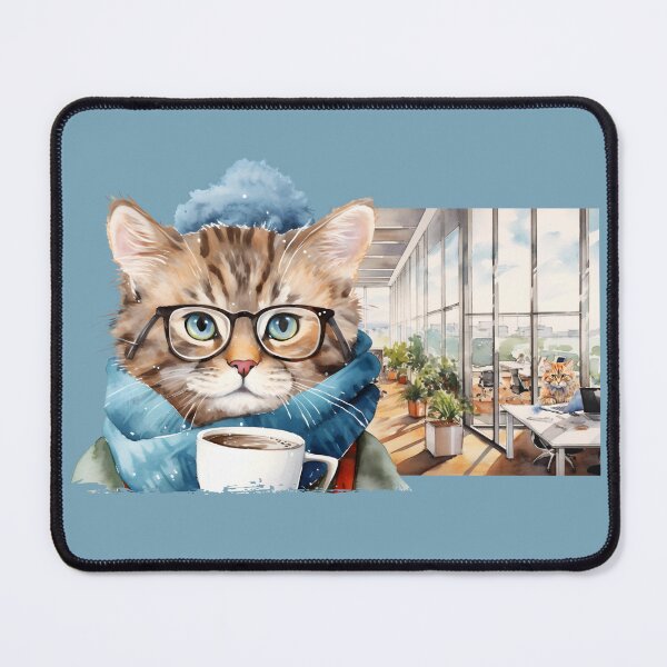 Item preview, cat, cute, funny, cool, coffee, the office background designed and sold by Cerulean-Shop.