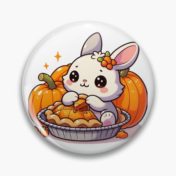 Item preview, Cute kawaii bunny eating pumpkin pie designed and sold by Seninoatmeal.