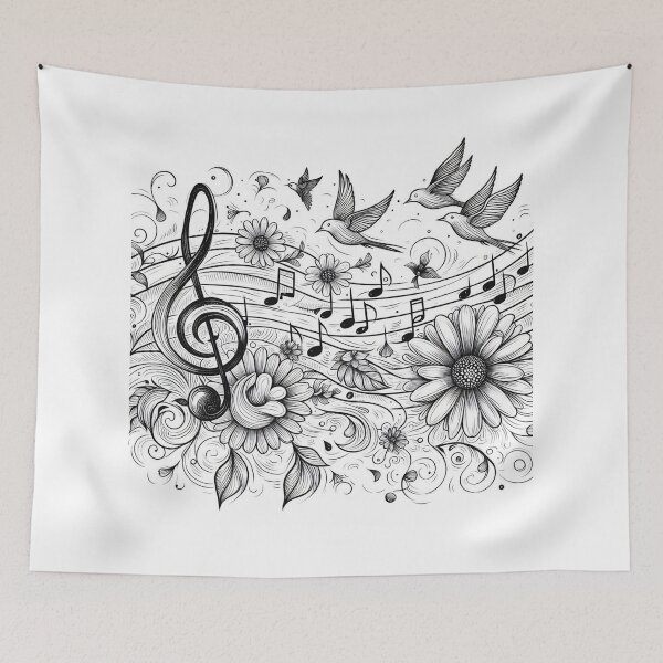 Item preview, Symphony of Nature: Musical Notes, Birds, Flowers, and Wind designed and sold by ReplyGirl.