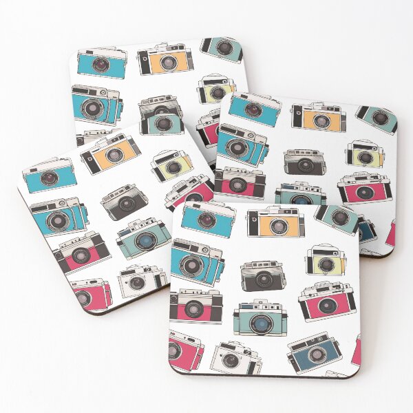 Item preview, Whimsical retro drawings of 35mm film cameras on white designed and sold by TheMoxieHouse.