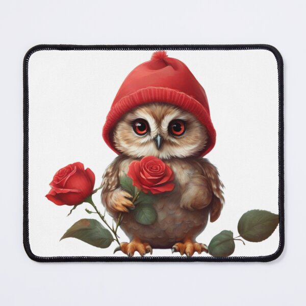 Item preview, Adorable Baby Owl Embracing a Red Rose designed and sold by T-shirtMill.