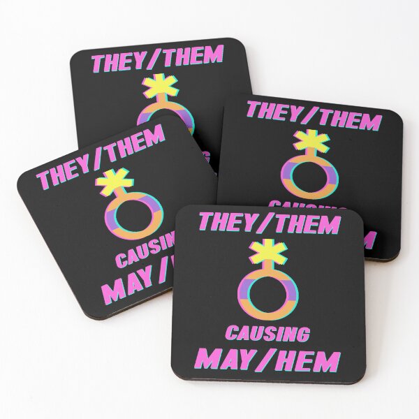 Item preview, They/Them Causing May/Hem T-shirt, Non-Binary Gender Pronoun LGBTQ Pride T-shirt designed and sold by doofking.