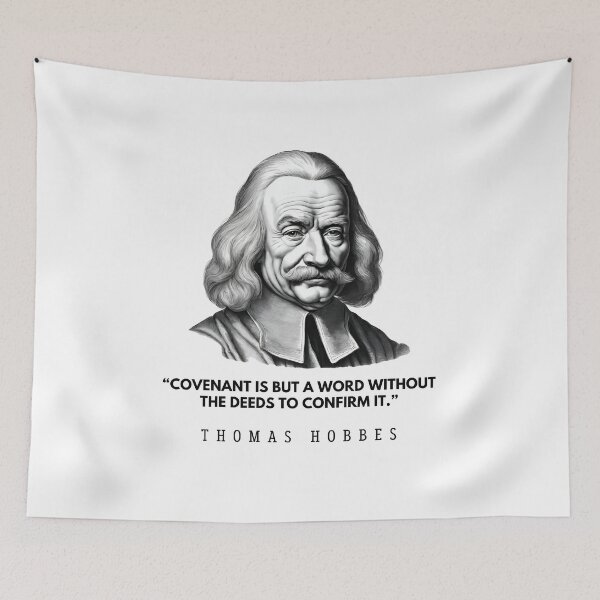 Item preview, Quote of philosophy from Thomas Hobbes and black and white portrait for philosophy lovers designed and sold by CachoGlorious.