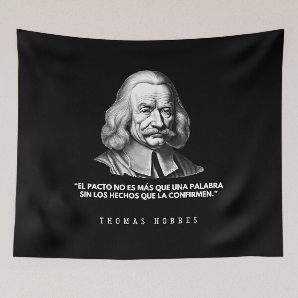 Item preview, Quote of philosophy from Thomas Hobbes and black and white portrait for philosophy lovers designed and sold by CachoGlorious.