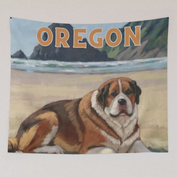 Item preview, St Bernard On The Oregon Coast Beach designed and sold by OregonsOwn.