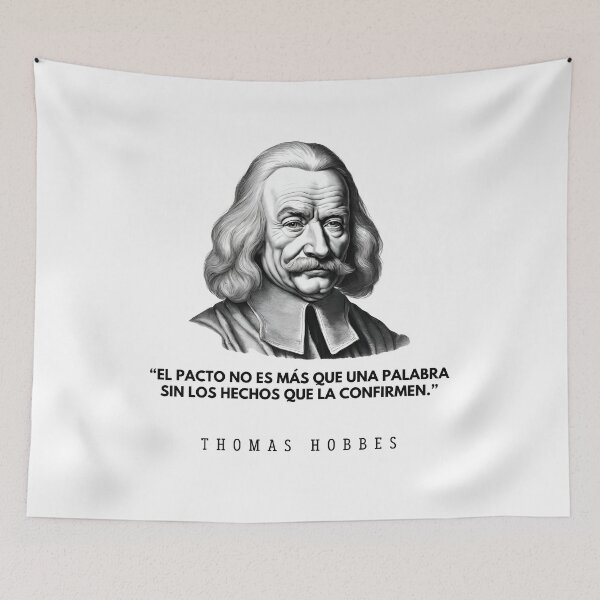 Item preview, Quote of philosophy from Thomas Hobbes and black and white portrait for philosophy lovers designed and sold by CachoGlorious.