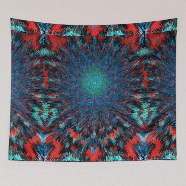 Item preview, Multicolor fractal burst art modern painting 3d flowers designed and sold by Carlos Gudino.