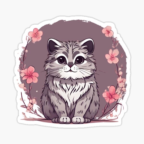 Vista previa del artículo con la obra «Lindo gato kawaii de Pallas», diseñado y vendido por Rathnau.