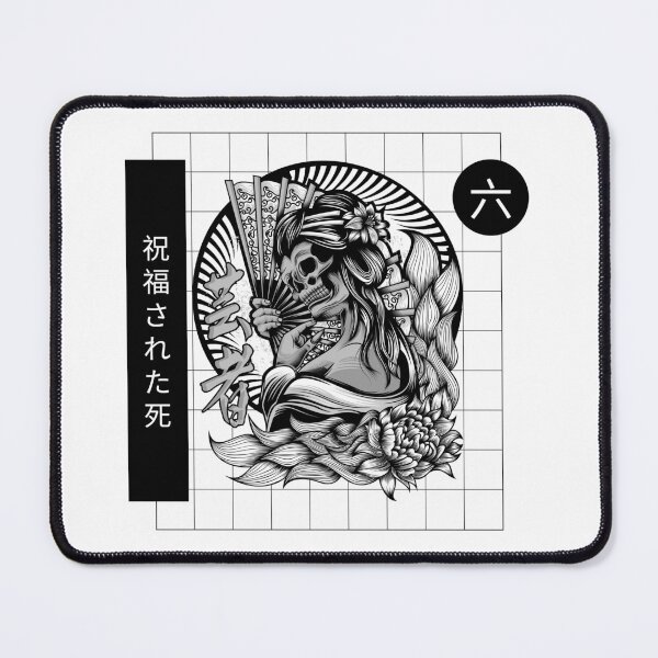 Item preview, Japanese Geisha Skeleton Black & White Art Emblem designed and sold by 67prints.