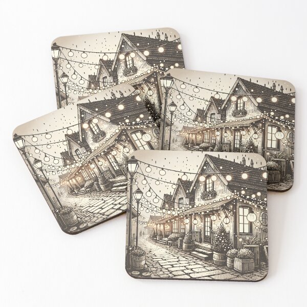 Item preview, Cozy Evening Glow in the Old Town designed and sold by PictorialWhimsy.
