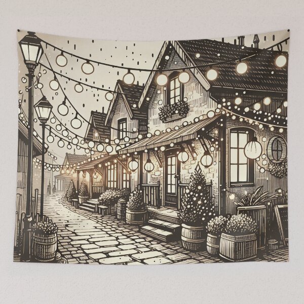 Item preview, Cozy Evening Glow in the Old Town designed and sold by PictorialWhimsy.