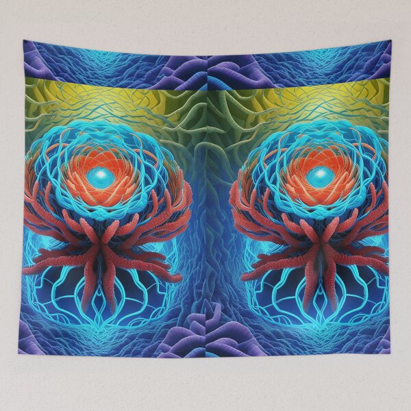 Item preview, Multicolored Alien Flower abstract art painting neural network designed and sold by Carlos Gudino.